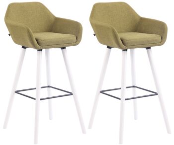 Collalbo Lot de 2 Tabourets de Bar Tissu Vert 8x52cm 1