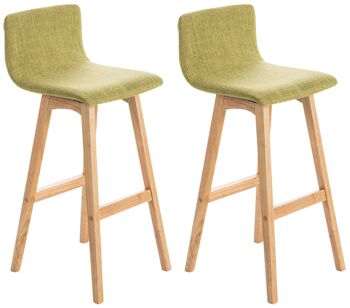 Fonni Lot de 2 Tabourets de Bar Tissu Vert 6x40cm 1