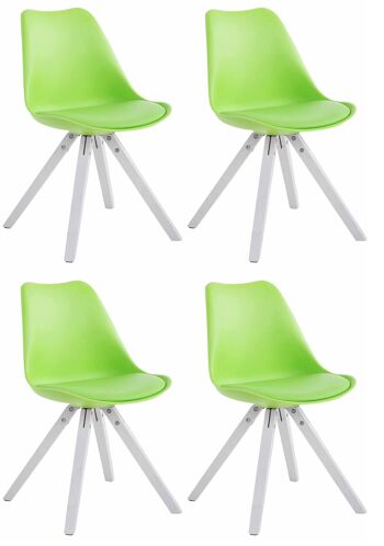 Voghiera Ensemble de 4 chaises de salle à manger en similicuir vert 6x55,5 cm 1