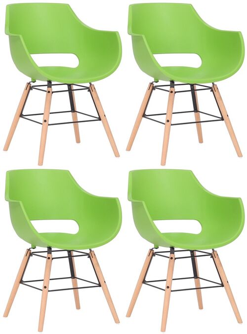 Luzzi Set van 4 Eetkamerstoelen Plastic Groen 6x58cm