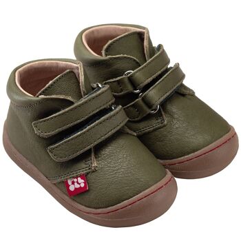 Chaussures enfant POLOLO | Premiers pas en cuir au tannage végétal | Nino en vert 1