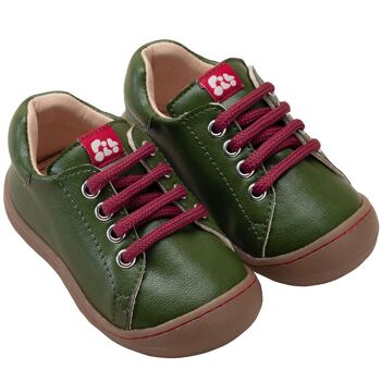 Chaussures enfant POLOLO | Mini baskets en cuir Cactus | Vert (Végétalien) 1