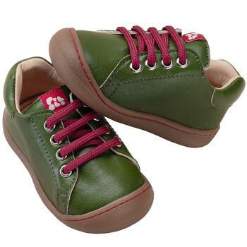 Chaussures enfant POLOLO | Mini baskets en cuir Cactus | Vert (Végétalien) 2