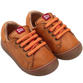 Chaussures enfant POLOLO | Mini sneaker en cuir au tannage végétal | Orange 1