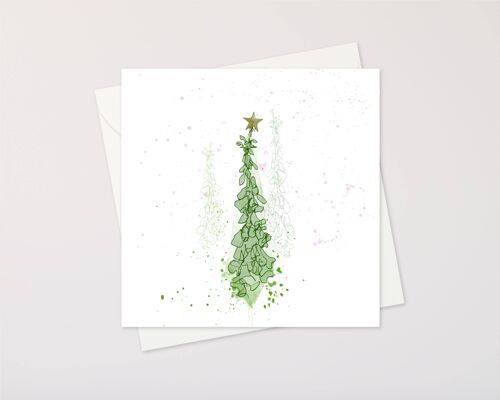 squiggly foxgloves Christmas trees card