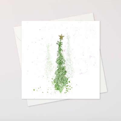 squiggly foxgloves Christmas trees card