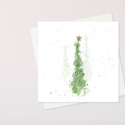 Carte d'arbres de Noël avec des digitales ondulées