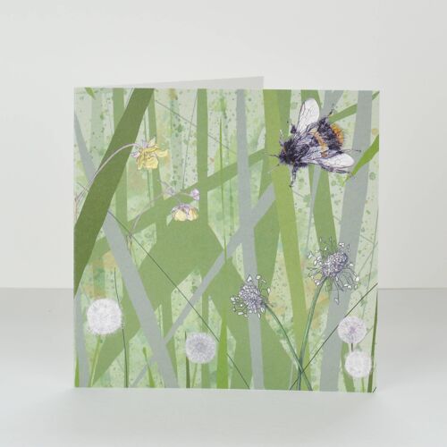 bee and wildflowers greetings card
