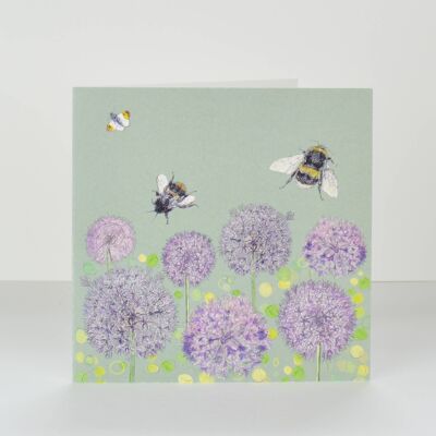 Biene und Allium-Grußkarte