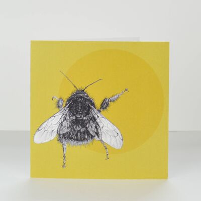 yellow bee and circle greetings card