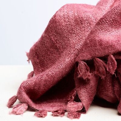 Dzukou Silk Uncut - Foulard en soie Eri tissé à la main - Soie végétalienne - Soie Ahimsa - Soie de paix - Fait à la main - Rose - Slow Fashion