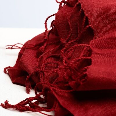 Dzukou Timeless Silk - Handwoven Eri Silk Scarf - Vegan Silk - Ahimsa Silk - Peace Silk - Handmade - Red - Slow Fashion