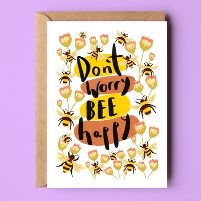 Tarjeta reciclada de Don't Worry Bee Happy