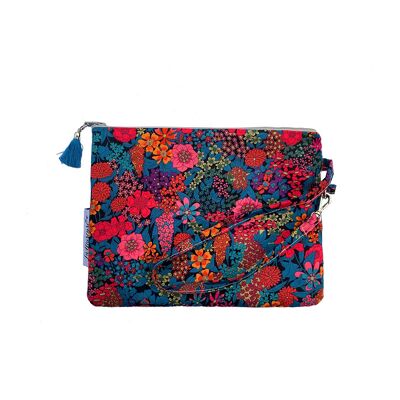 Pink/blue Liberty cotton wristlet pouch