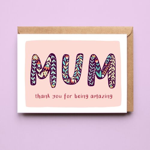 Amazing Mum Recycled Card