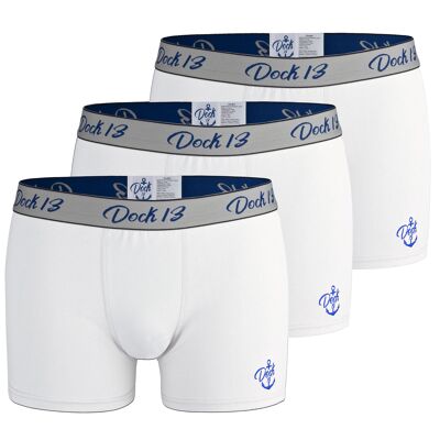 Dock13 Men's Briefs (3-Pack Boxer Shorts Men) (White)