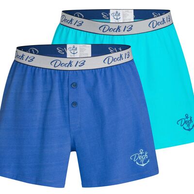 Dock13 men's boxer shorts (2-pack boxer shorts men) (light blue / dark blue)