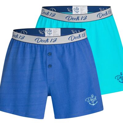 Boxer Dock13 pour hommes (lot de 2 boxers pour hommes) (bleu clair / bleu foncé)