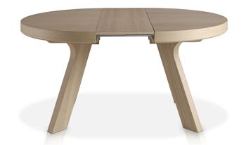Table à manger ronde 2 extensible placage bois naturel Esfera 2