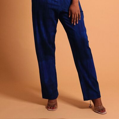 Casual blue straight leg pants for women – Assume
