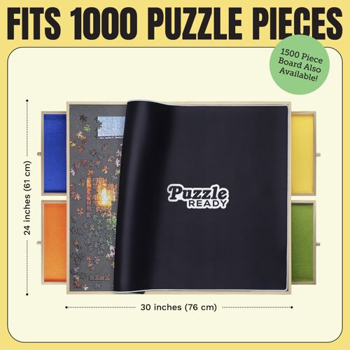 Portable Puzzle Board with Drawers and Cover - 1500 Pieces