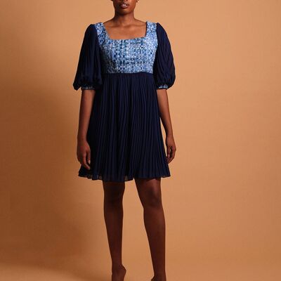 Short blue chiffon dress – Aude