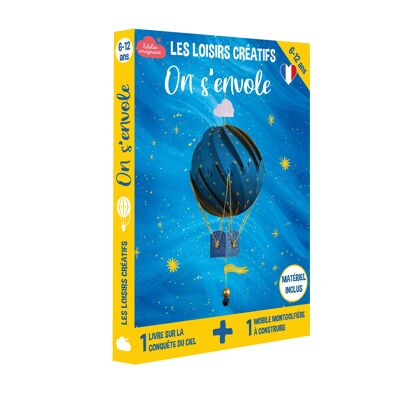 Hot air balloon making box for children + 1 book - DIY kit/children's activity in French