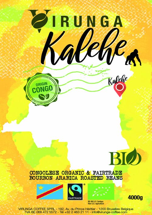 Café KALEHE Bio & équitable 4kg Grains Premuim_VRAC