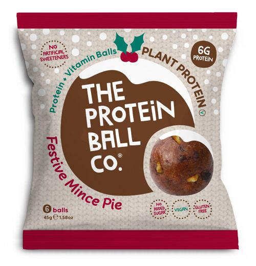 Limited Edition Festive Mince Pie Protein + Vitamin Balls, Plant Protein Snack