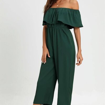 Tuta Bardot Ruffles In Verde