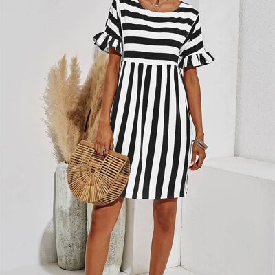 Black & White Striped Smock Dress