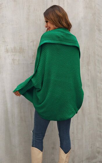 Cardigan oversize à plis épais vert foncé 2