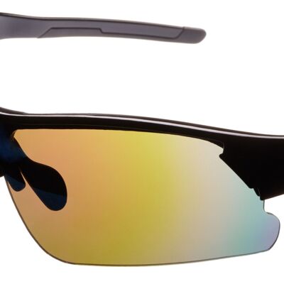 Sonnenbrille – BLADE – Schwarzer Rahmen mit verspiegelten Gläsern in Regenbogenfarben