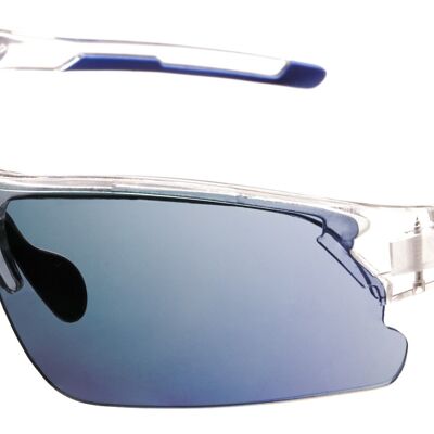 Sonnenbrille – BLADE – Klarer Rahmen mit hellblau verspiegelten Gläsern