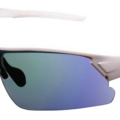 Sunglasses - BLADE - White frame with Blue Mirrored lens