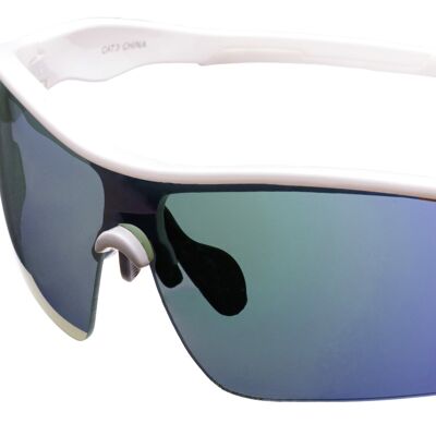 Sunglasses - BLADE - White frame with Blue Mirrored lens