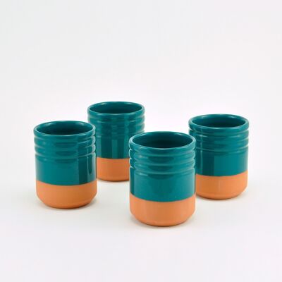Green enameled clay glass