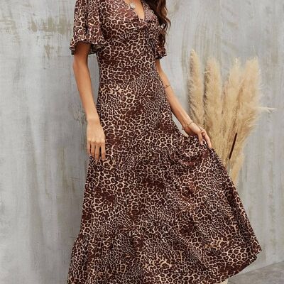 Leopard Printed Dress In Brown