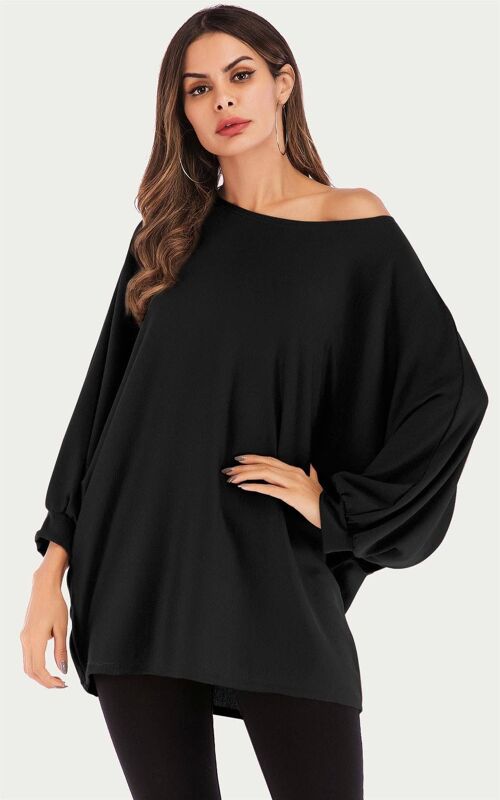 Oversized Jersey Long Sleeve Top In Black