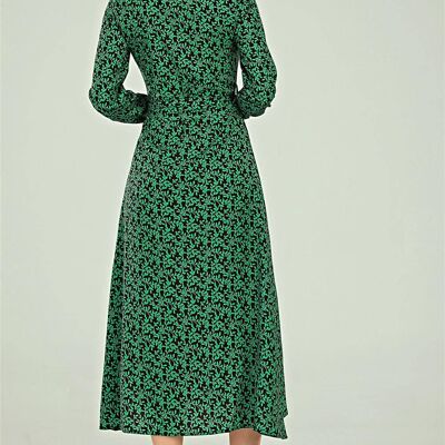 Shirt midi dress in green leaf print