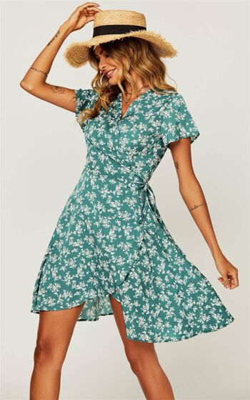 Sprint Summer - Mini robe portefeuille à imprimé fleuri - Vert 2