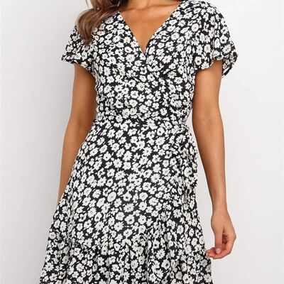 Summer Mini Skater Dress In Black & White Print