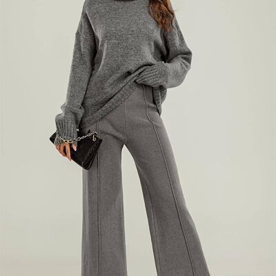 Pantalon de détente en laine mélangée gris