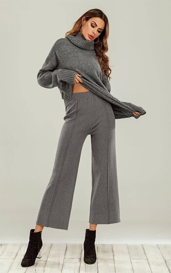 Pantalon de détente en laine mélangée gris 2