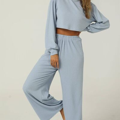 Woven Crinkle Crop Tee & Wide Leg Trousers co-ord Set