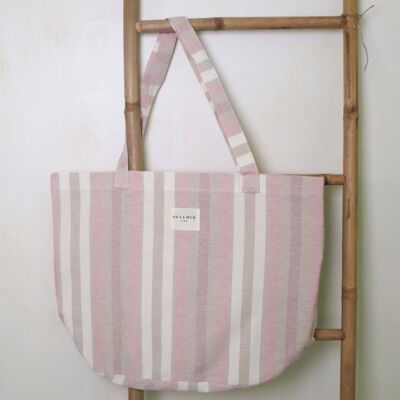 Borsa grande con righe rosa