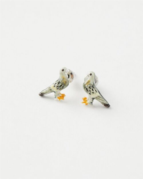 Enamel Pigeon Stud Earrings - Hanging Box