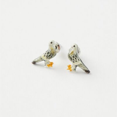 Enamel Pigeon Stud Earrings - Hanging Box