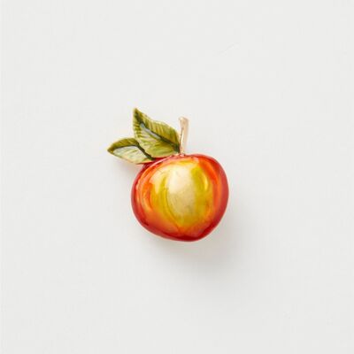 Spilla a forma di mela smaltata - Scatola da appendere