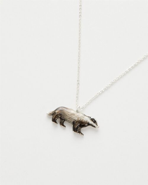 Enamel Badger Short Necklace - Hanging Box